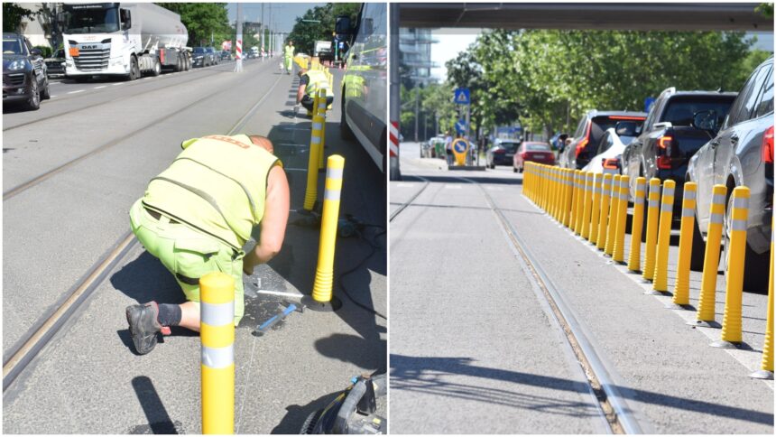foto linia 5 partial echipata cu mult asteptatii stalpisori curand va fi completat si traseul intre pipera si stefan cel mare 6a15cbfc65b39