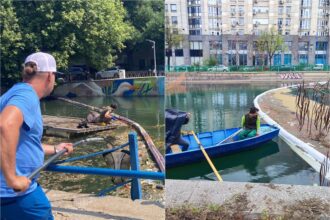 foto bariera plutitoare care opreste gunoaiele de pe dambovita refacuta din bidoane donate de bucuresteni nod makerspace cere ajutor pentru extinderea proiectului 6a3e7982ceb5e