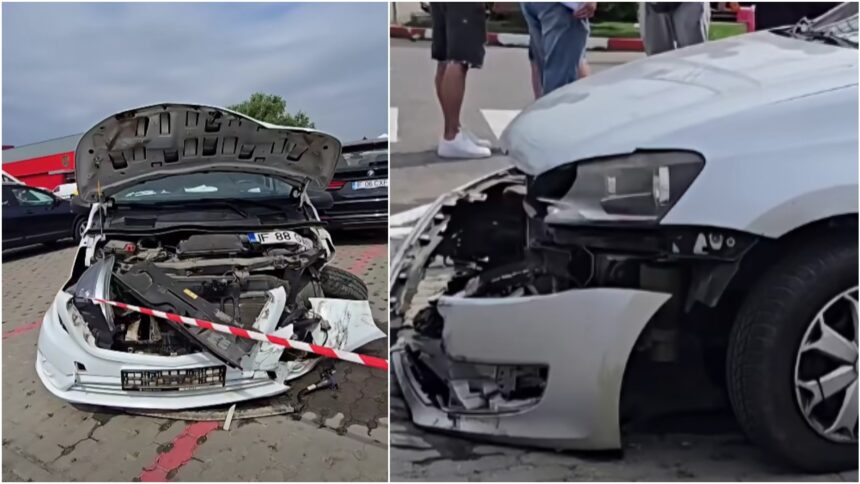 video 12 masini au fost distruse in urma unui accident produs in parcarea de la dragonul rosu doua persoane au ajuns la spital o soferita ar fi pierdut controlul volanului 6a21551a8a6a2