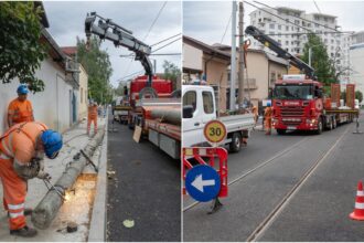 foto se schimba stalpii vechi de pe expozitiei putul lui zamfir clabucet dornei si aviator popisteanu inlocuirea lor parte din proiectul de modernizare a sinelor de tramvai 6a7ec92398c5d